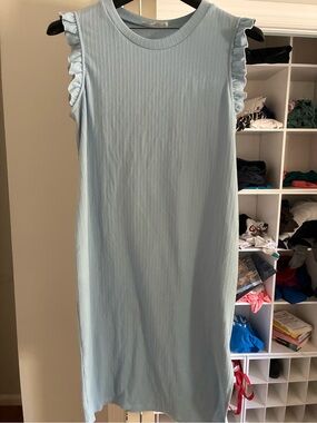 Pinkblush Ruffle Sleeve Maternity Midi Dress